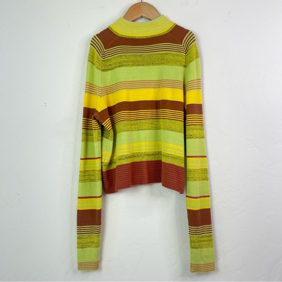 Free People Rip Tide Mockneck Quarter Zip Long Sleeve Knit Striped Crop Top XS - Picture 6 of 16